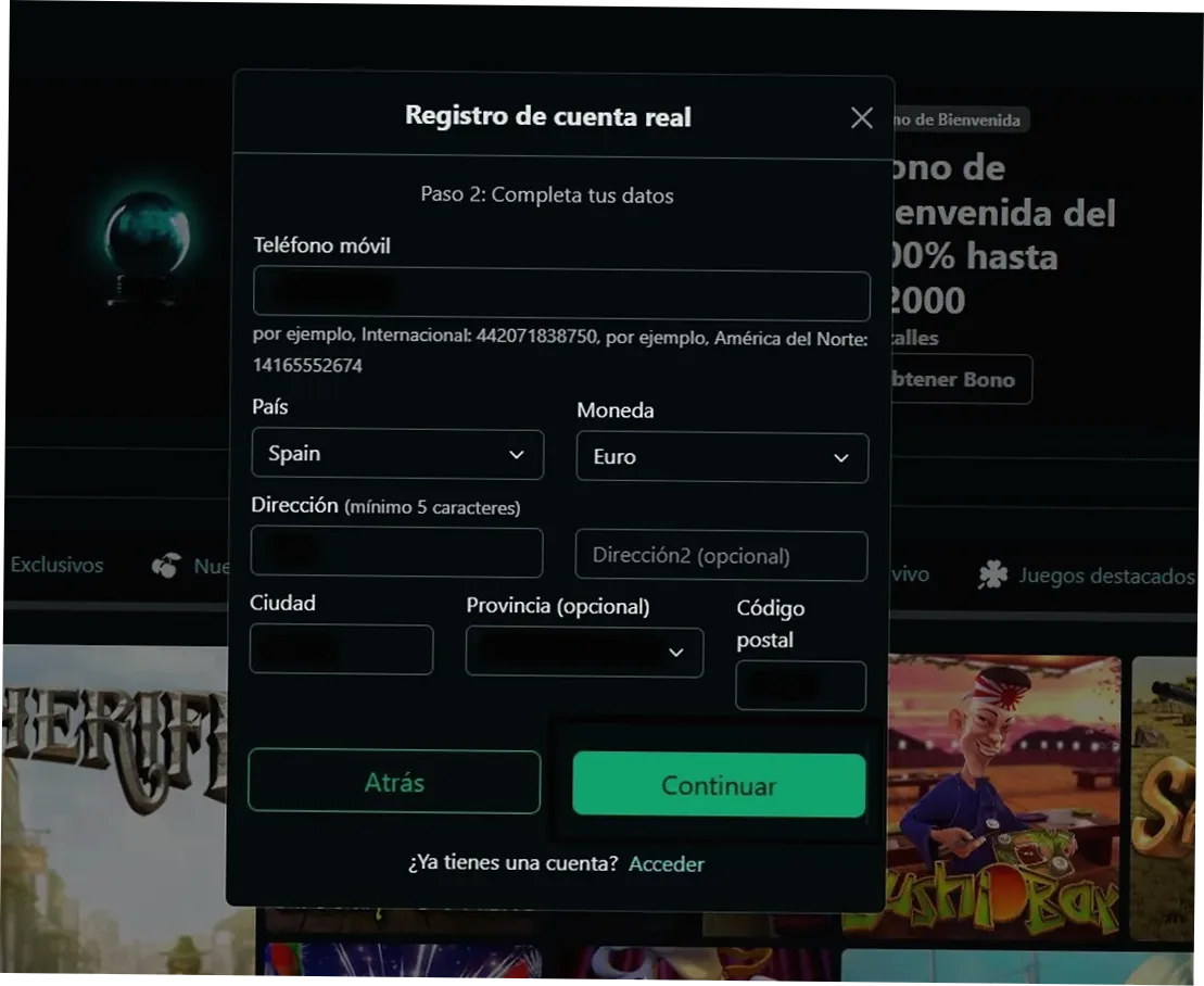 True Fortune Casino – Proceso de registro