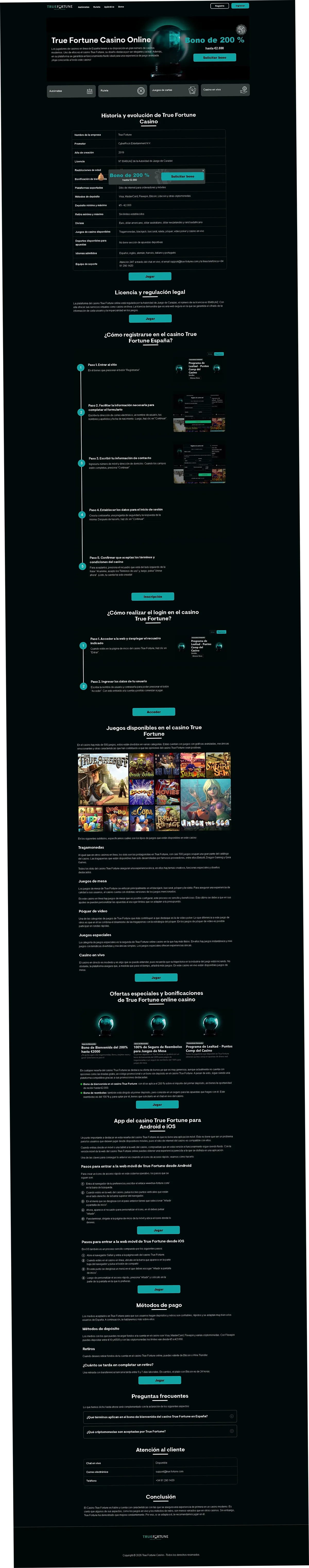 True Fortune Casino – Vista del sitio web